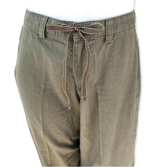Capri Pants by Lee Size 4 High Waist Ribbon Tie Back Zip Pockets Linen Cotton - Picture 3 of 6